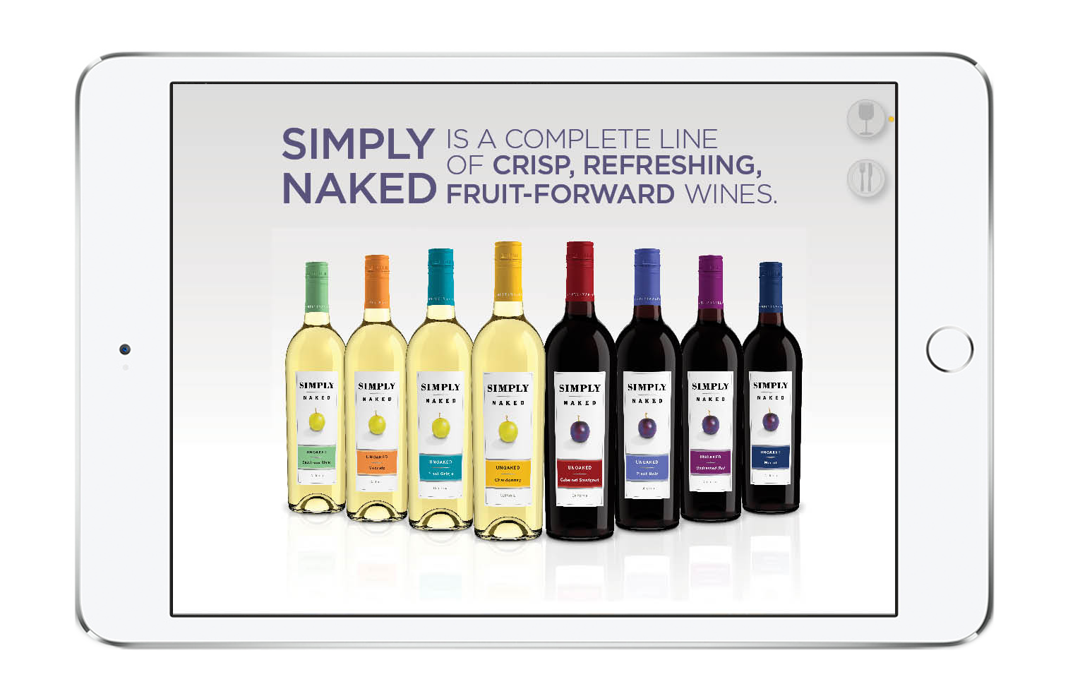 Simply Naked wine digital experience frame