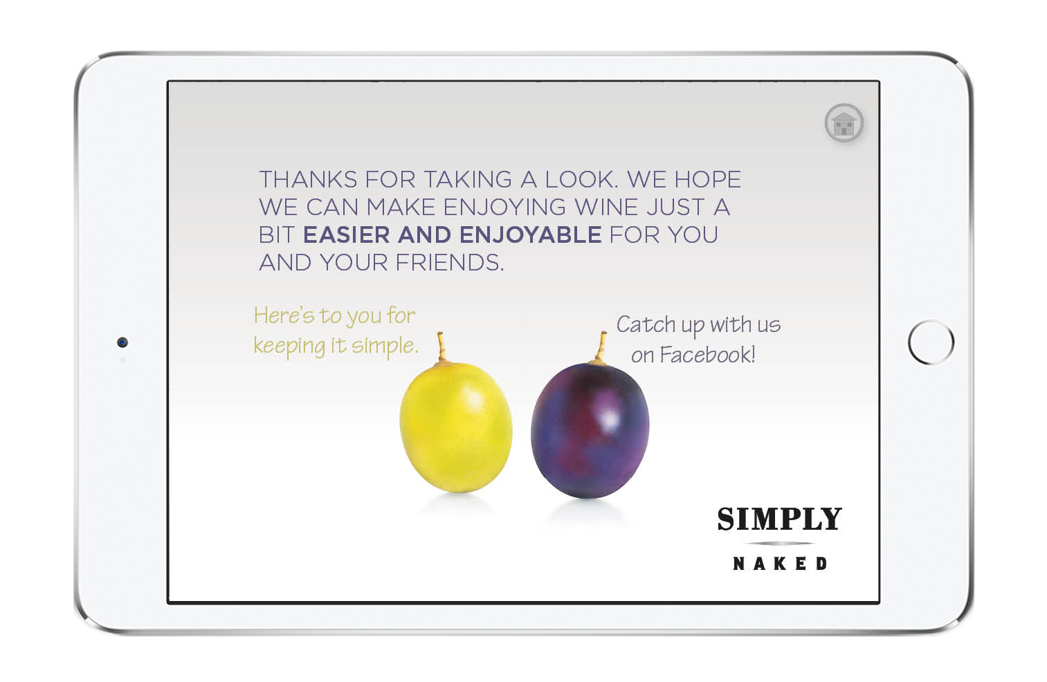 Simply Naked wine digital experience frame