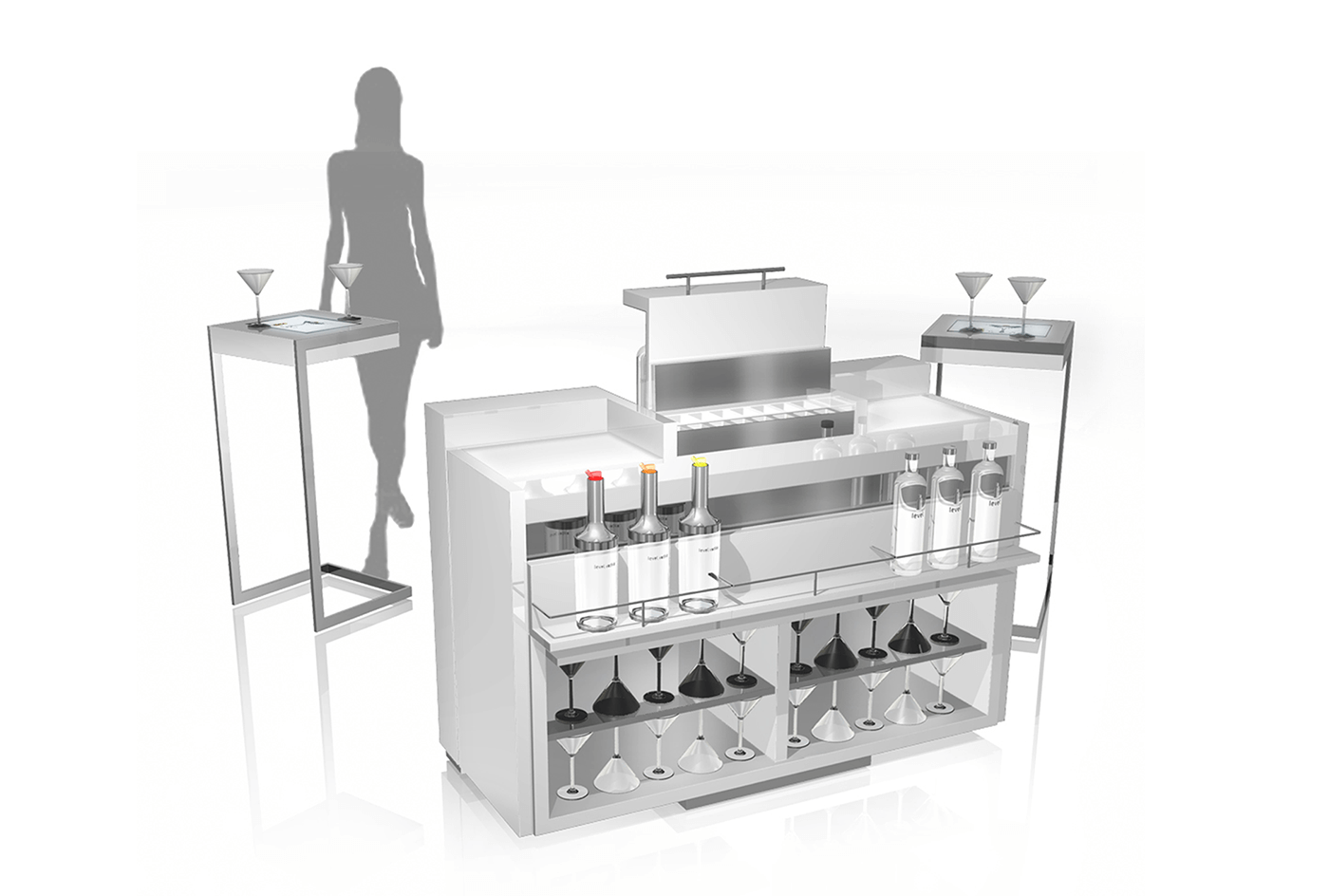 Level mobile bar - rear view open