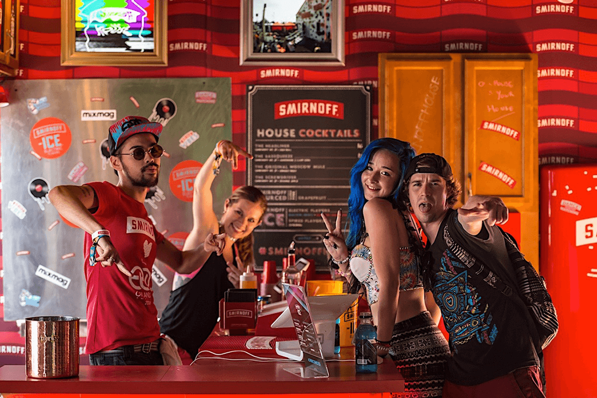 Smirnoff House: production photos of bar