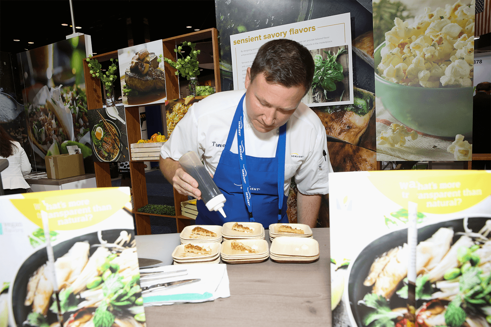 employee making food samples