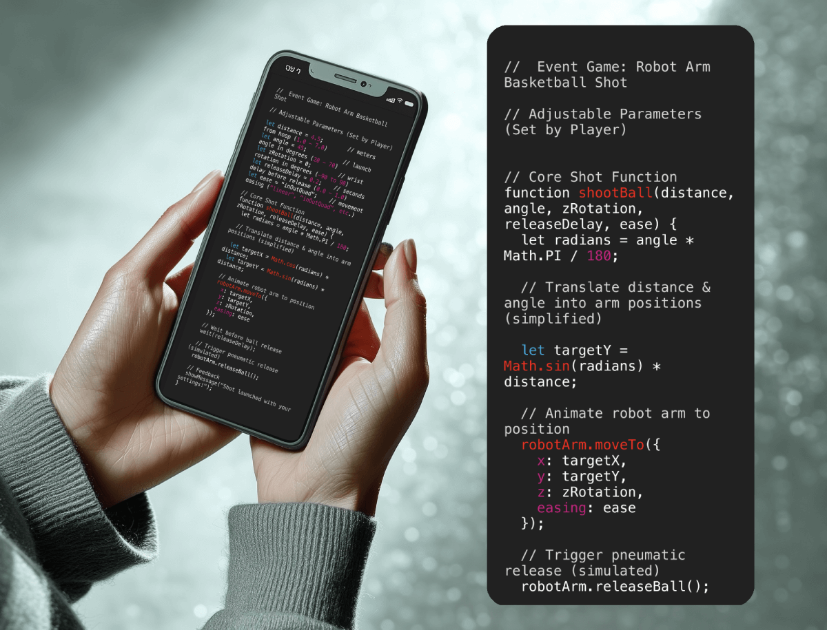 Mockup of game code on iPhone