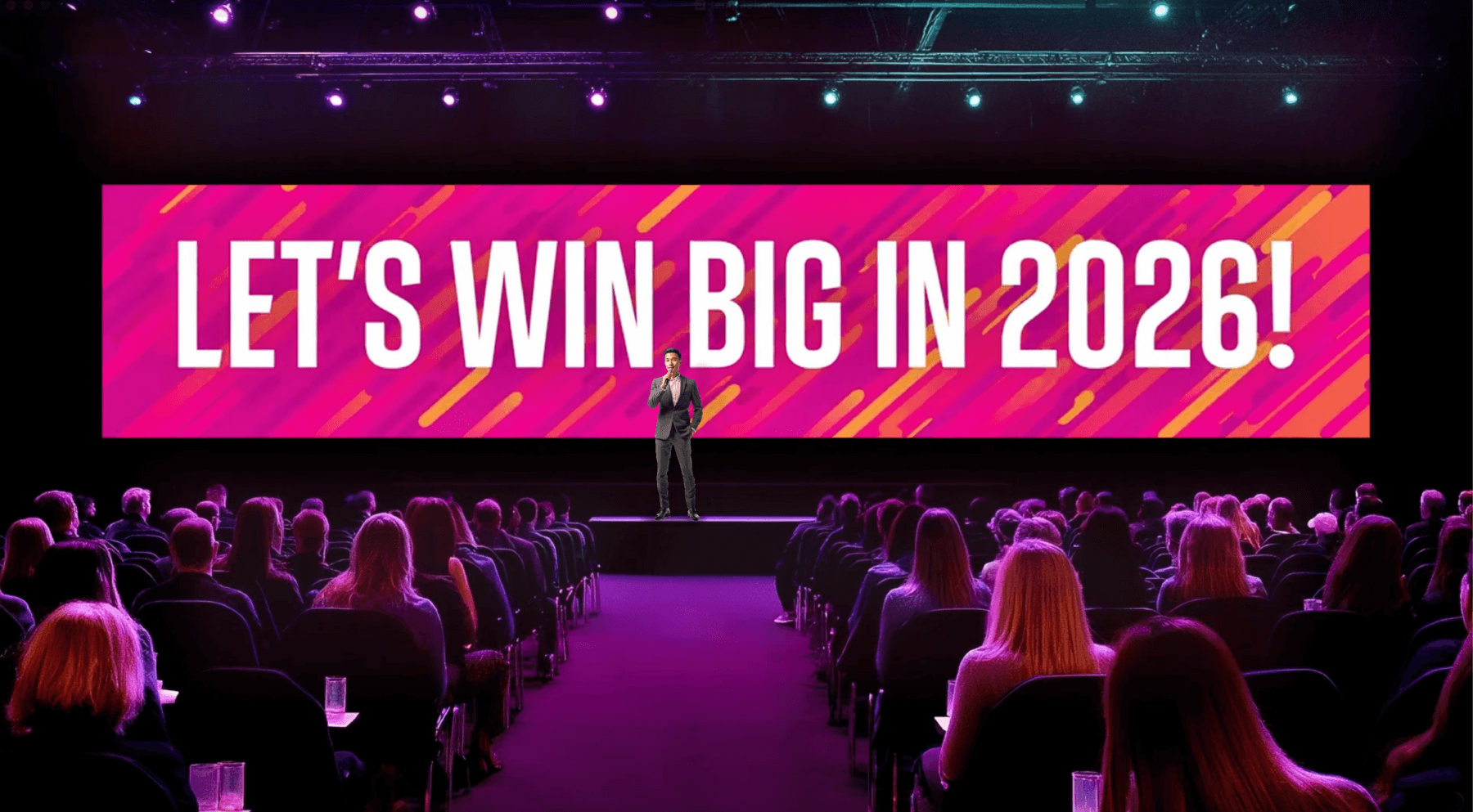 a Speaker on stage at a corporate event presentation