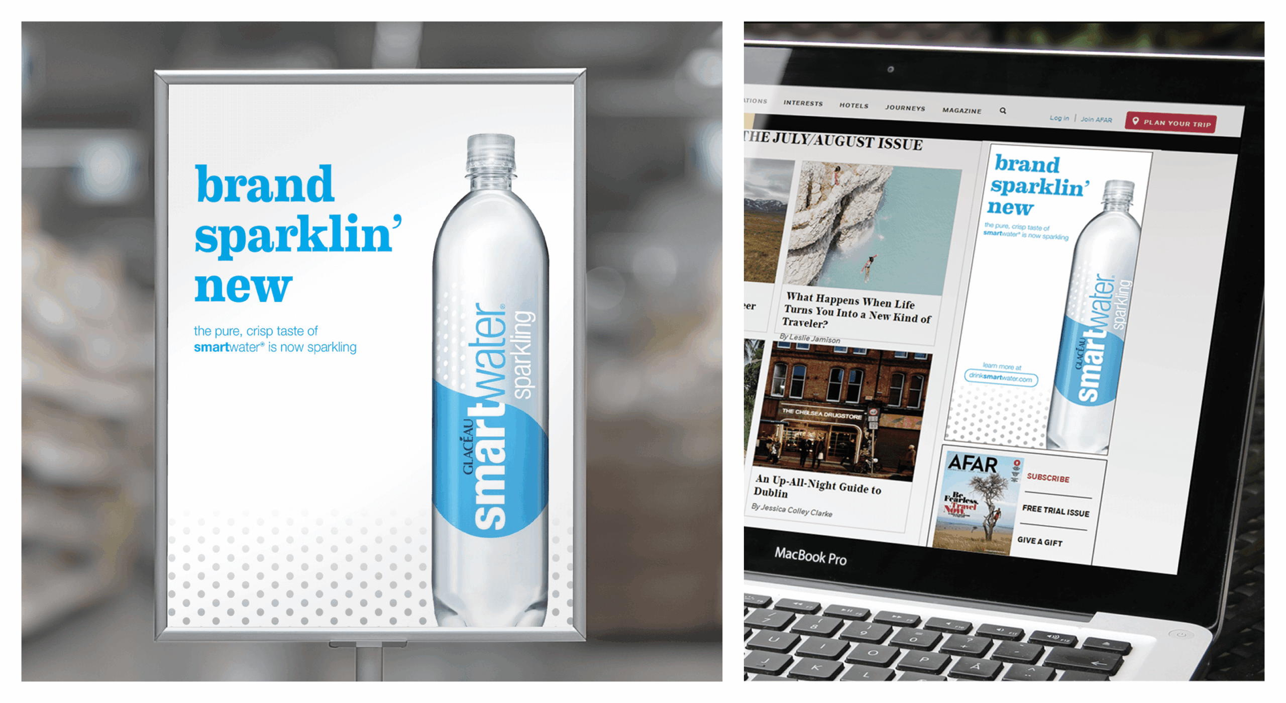 smartwater sparkling integrated marketing banner ad display, retail signage